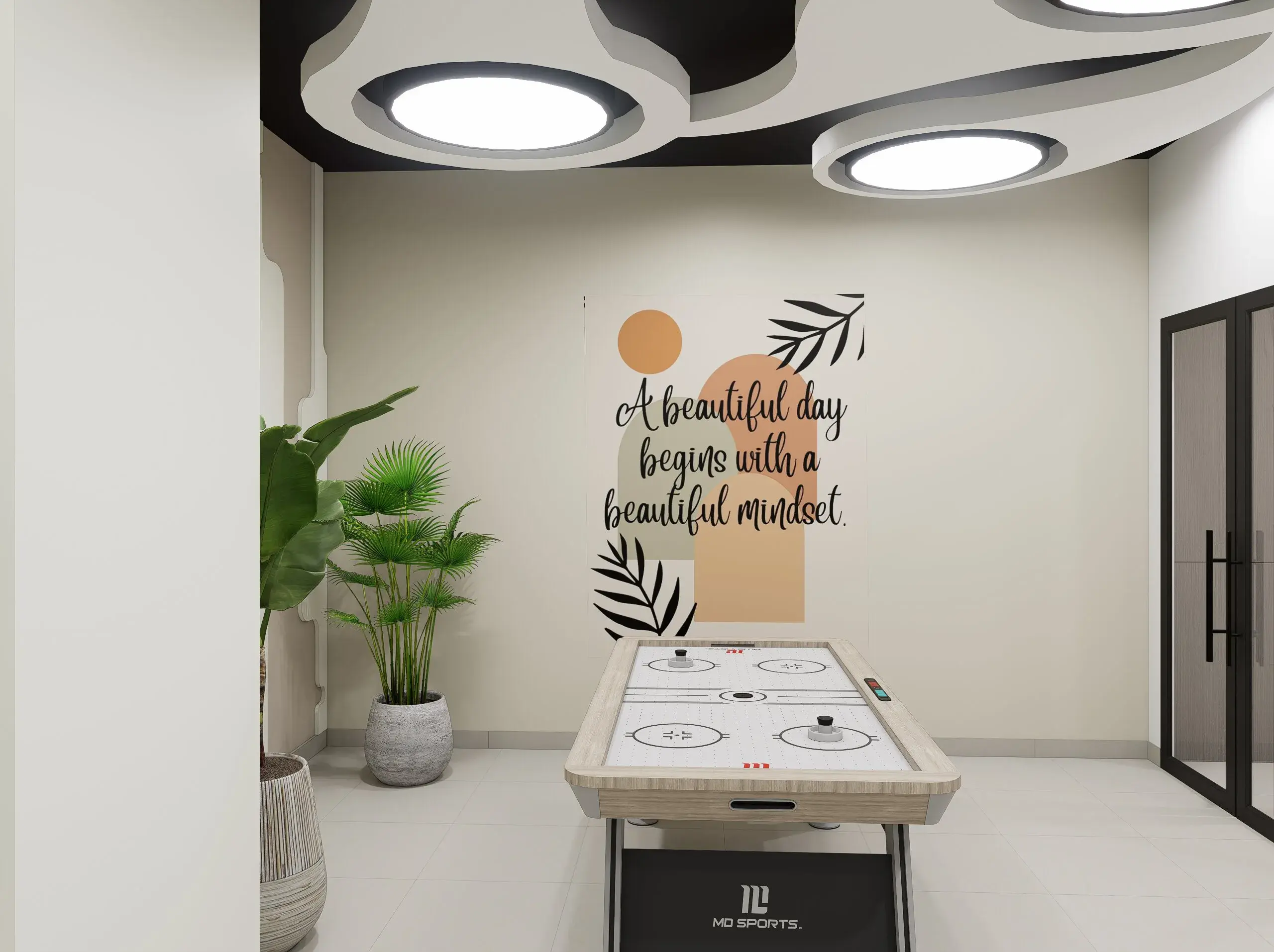 Hot desk area in shared office space